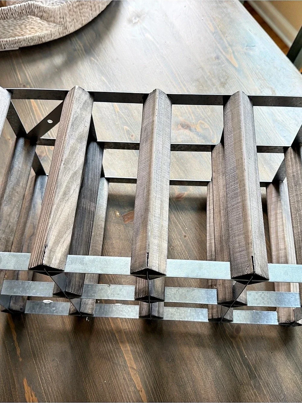 Geometric Wood & Metal wine rack Rack Brown & Gray